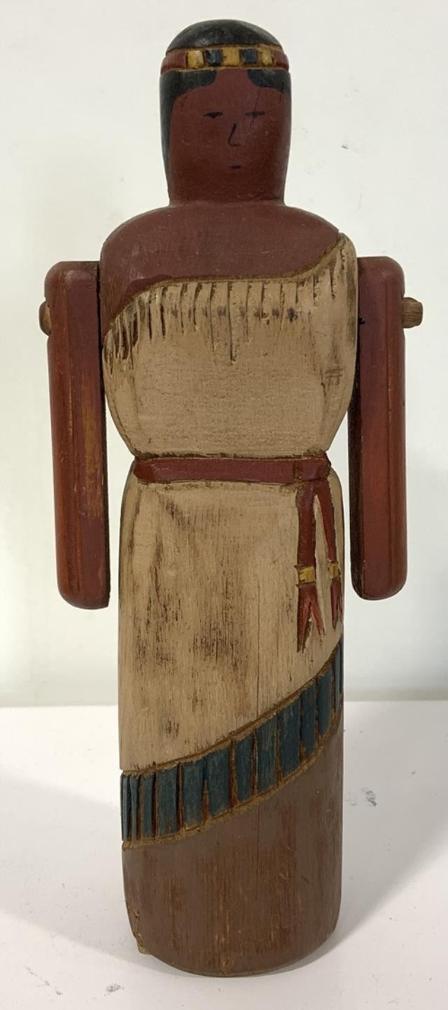 SCULPTURE-Wooden Native American Woman w/Swinging Arms