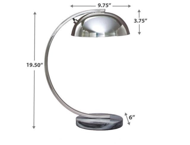 DESK LAMP-Chrome W/Arched Frame, Dome Shade, & Marble Base