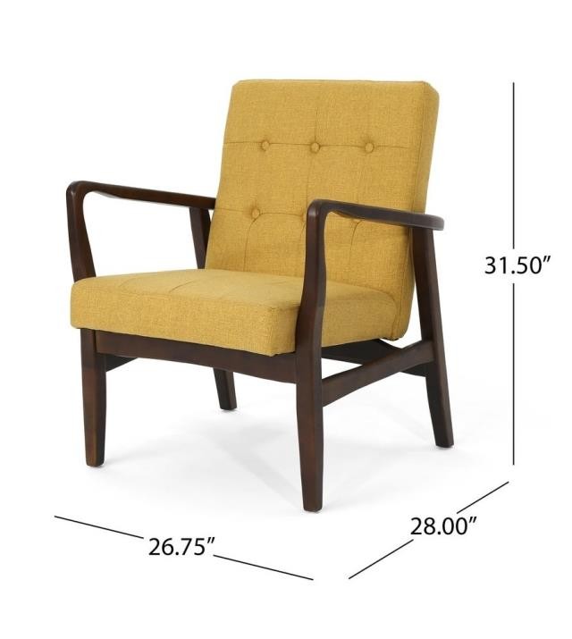 CHAIR-MCM Fabric Club Chair W/Birchwood Frame