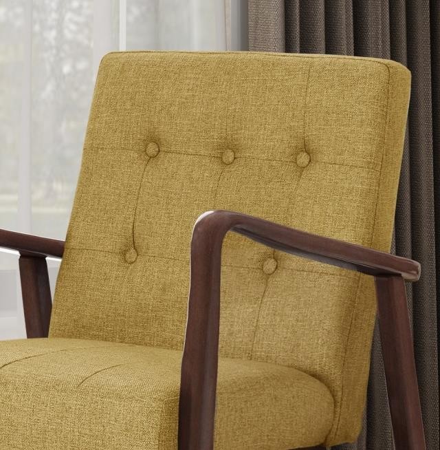 CHAIR-MCM Fabric Club Chair W/Birchwood Frame