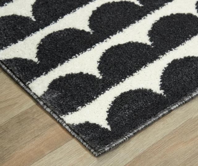 RUG(7'10" x 10')-Modern Black Scales on White Background