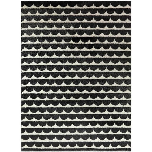 RUG(7'10" x 10')-Modern Black Scales on White Background