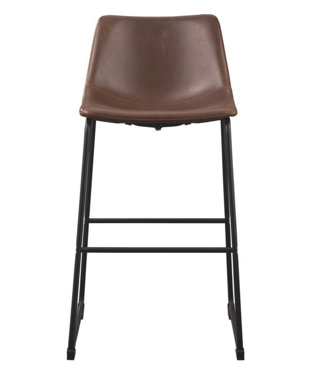 BAR STOOL-Contoured Bucket Seat/Faux Leather W/Black Metal Frame