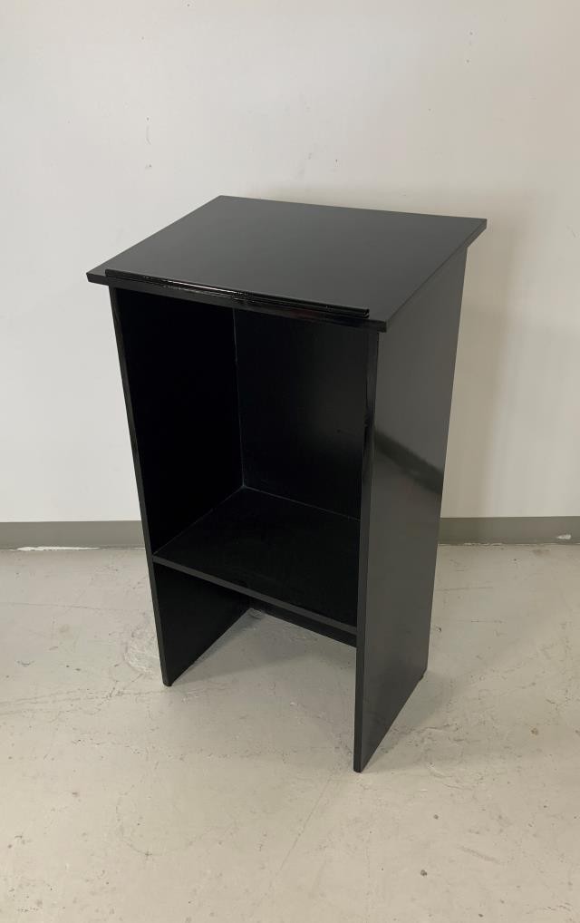 PODIUM-Black Lacquer W/Low Shelf