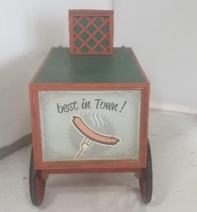 FAUX HOT DOG CART-W/Vintage Finish