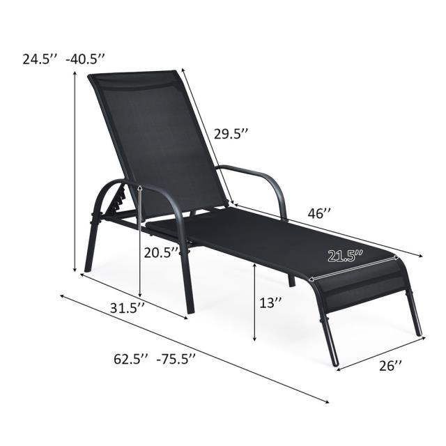 BEACH/POOL LOUNGER-Black Reclinter