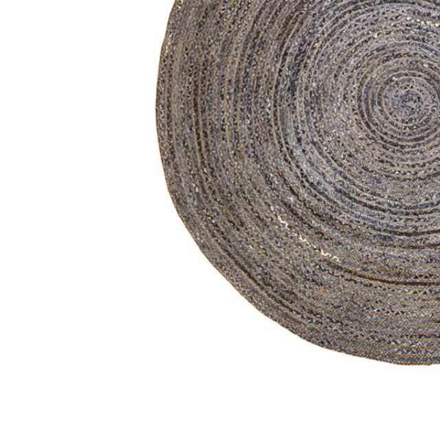 RUG-(8'Round)Blue/White/Sisel Braided Rings