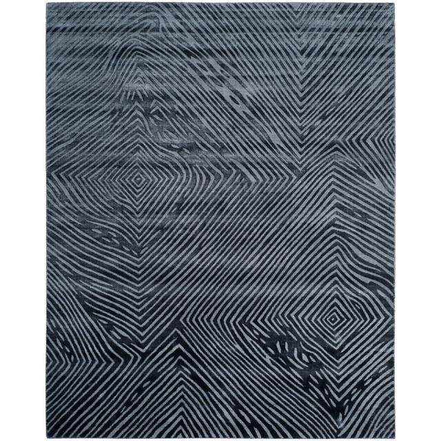 RUG-(9'x12') Boho Abstract Wool Rug in Navy