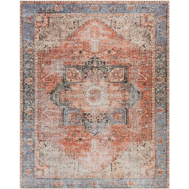 RUG(6'7"x 9')-Vintage Rose Medallion