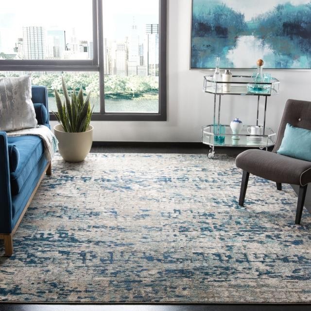 RUG(6'x9')-Modern Abstract in Blue/Grey