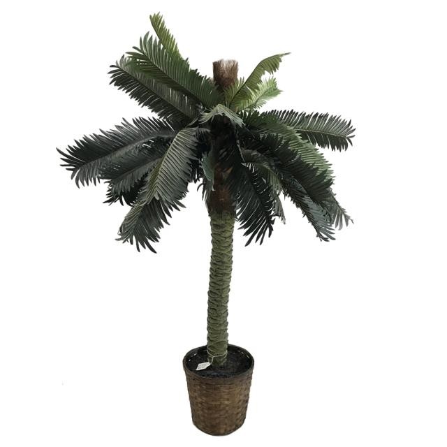 FAUX TREE-(4')Small Palm Tree W/Wicker Pot