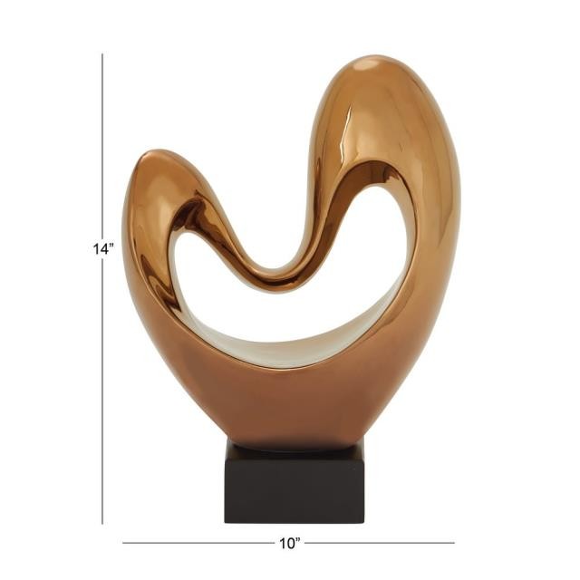 SCULPTURE-Contemporary Heart Metallic Copper W/Black Base