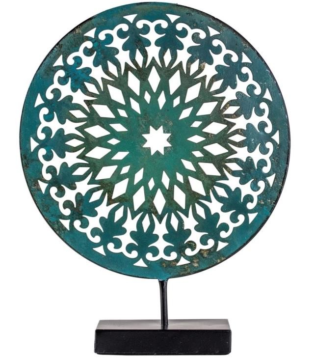 SCULPTURE-Metal Medallion W/Stand