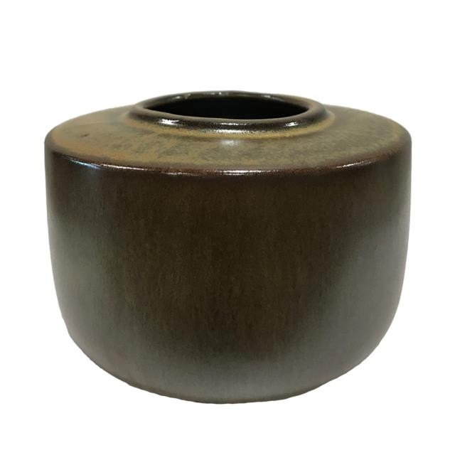 VASE-Short Brown Glazed Vase