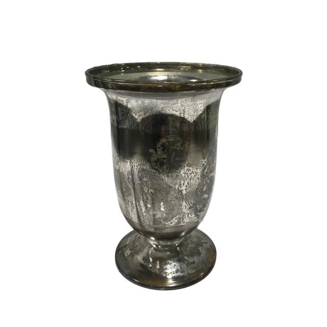 VASE-Short Silver Mercury Urn