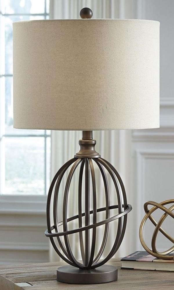 TABLE LAMP-Black Metal Open Basket Atlas