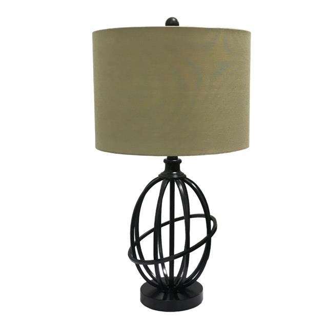 TABLE LAMP-Black Metal Open Basket Atlas