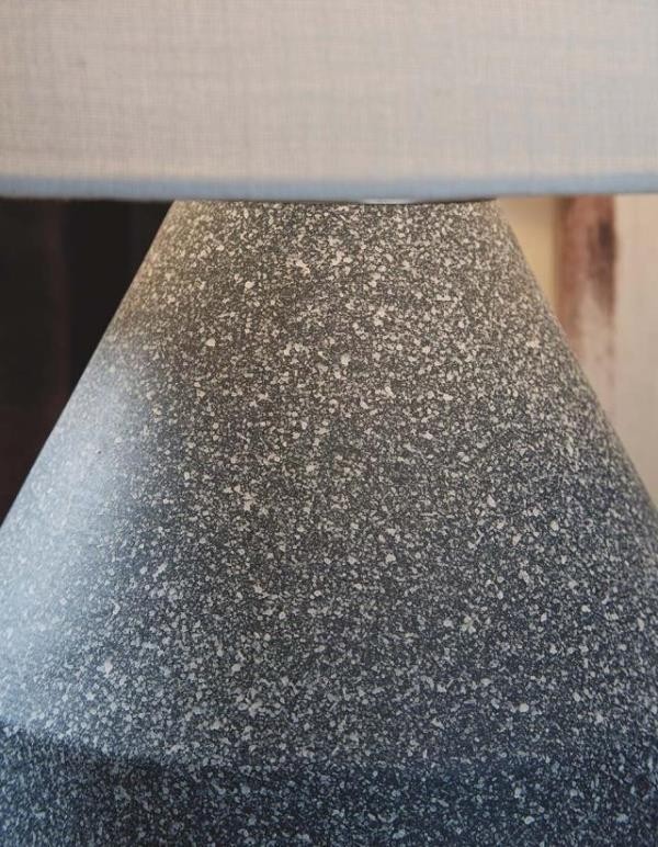 TABLE LAMP-Black Blue Speckled Metal Lamp