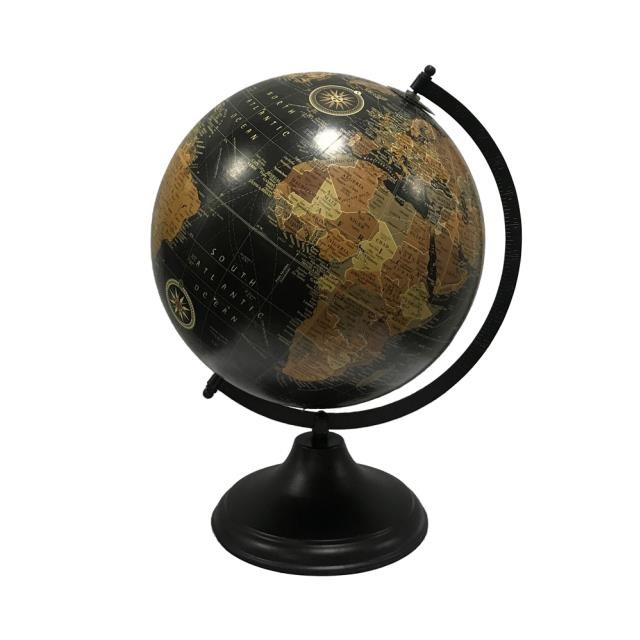 GLOBE-Black Metal Oak Globe