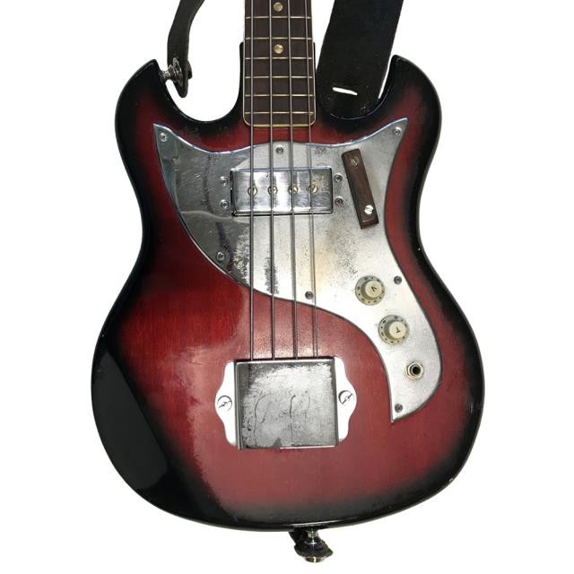 GUITAR-Electric Bass Guitar/Red W/Black Edge