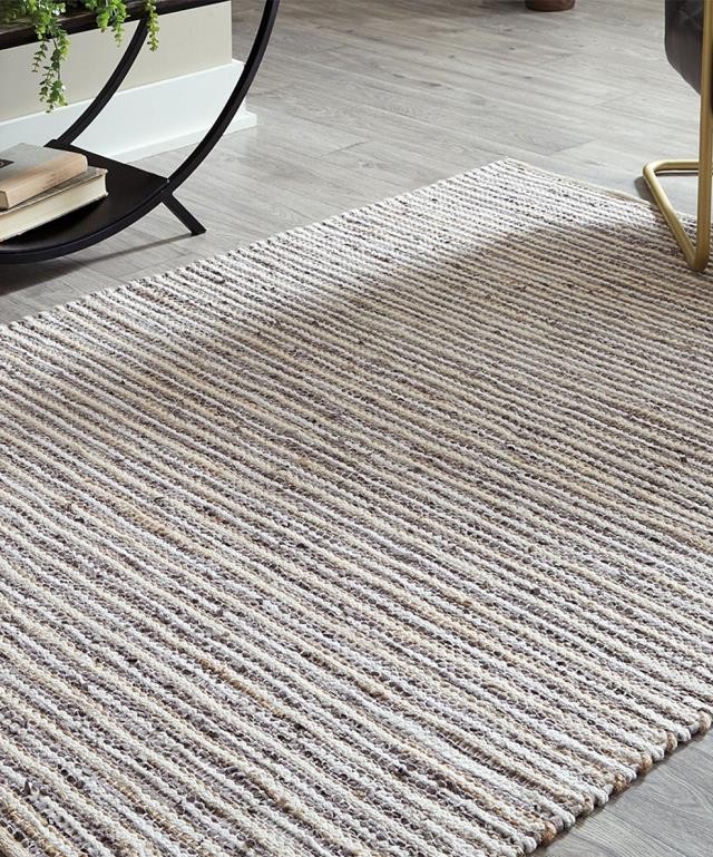 RUG (8'x10')Natural & Gray Stripe