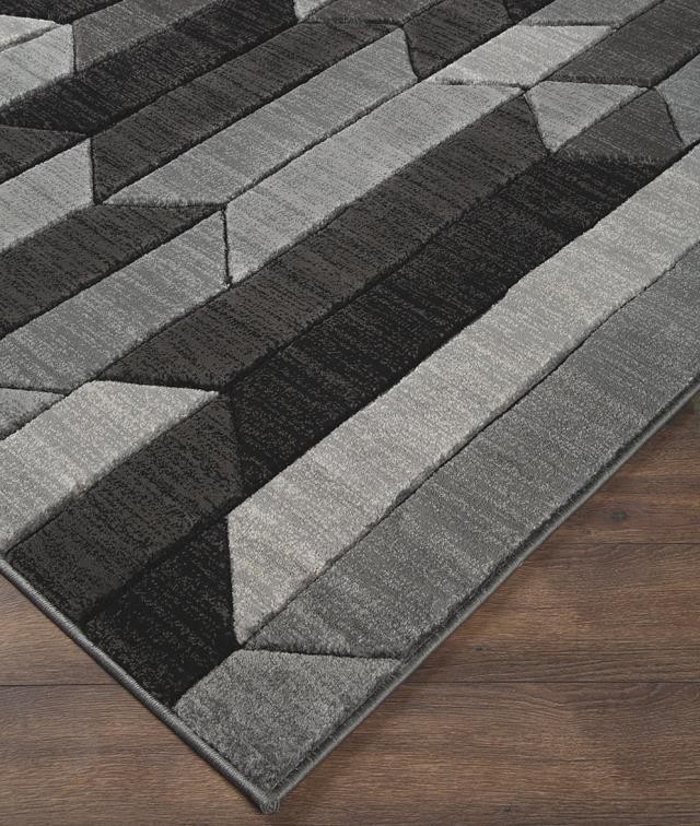 RUG(6'6"x 9'6")Modern Gray & Black