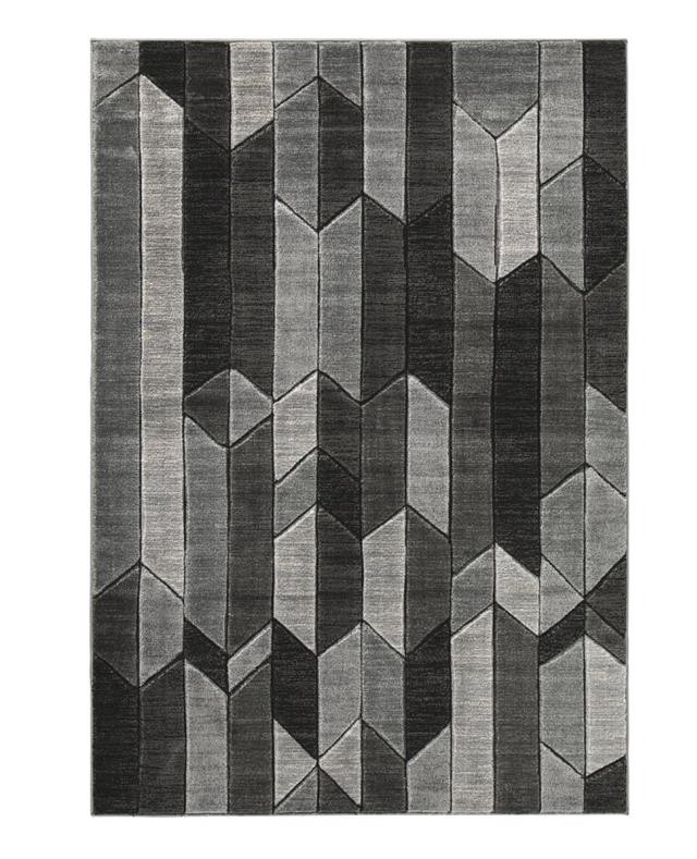 RUG(6'6"x 9'6")Modern Gray & Black