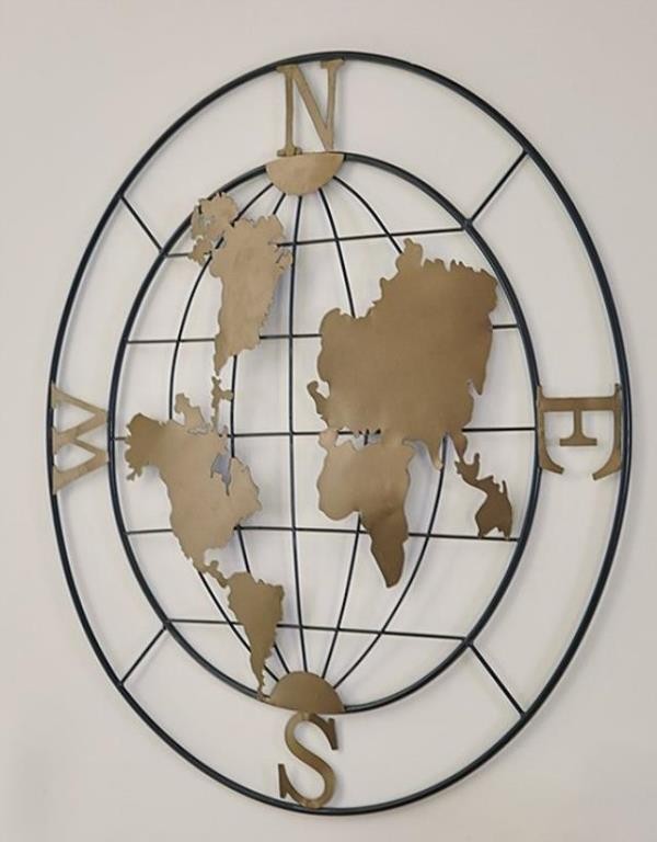 GLOBE-Metal N,S,E,W Wall Sculpture