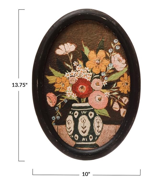 FRAMED ART-Floral In Vase W/Oval Frame