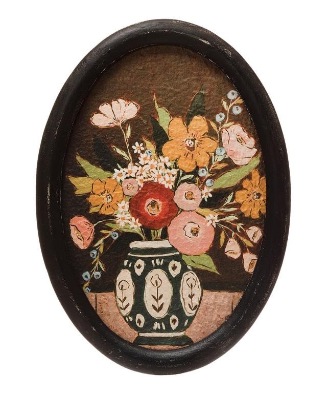 FRAMED ART-Floral In Vase W/Oval Frame