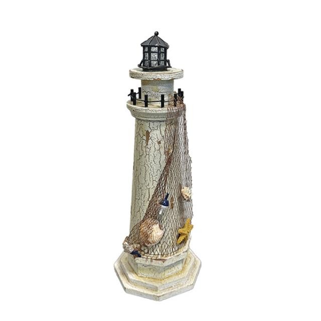 STATUE-Whitewash Lighthouse w/Netting