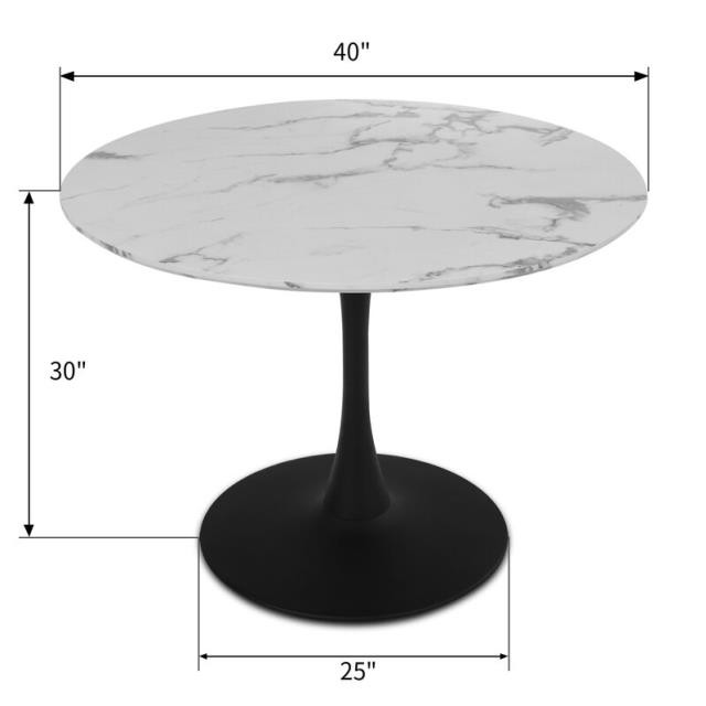 DINING TABLE-Saarinen Inspired W/Black Base & Faux Marble Top