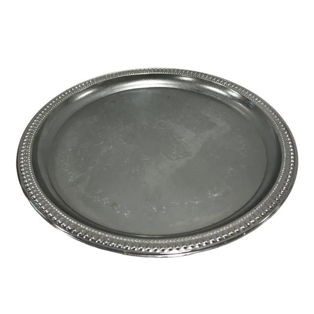 SERVING TRAY-Round Chrome Dish w/Roped Edges & Engraving