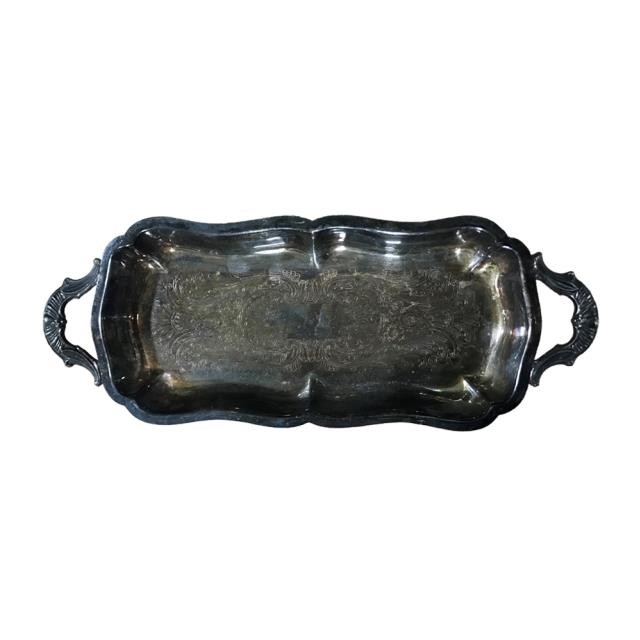 DECORATIVE TRAY-Rectangular Ornate Footed w/Handles