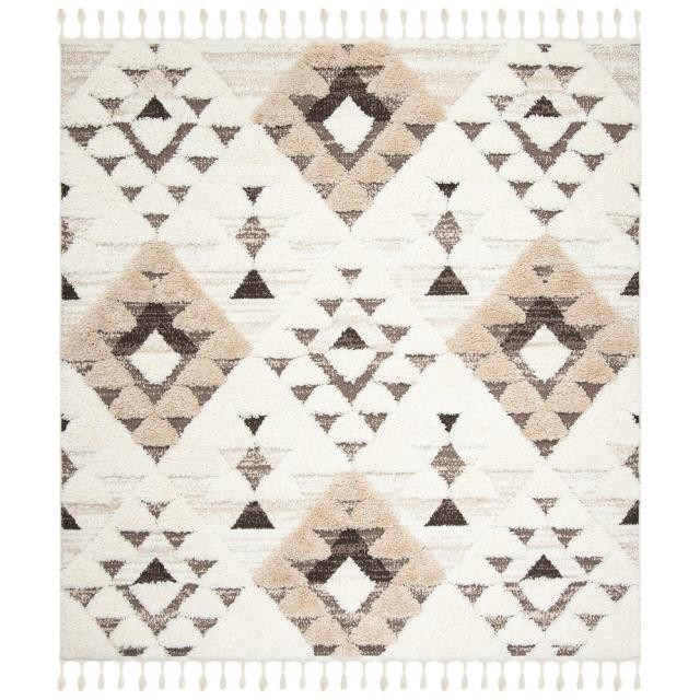 RUG-(6'7"x 9'2")Moroccan Tassel Shag/Beige & Brown