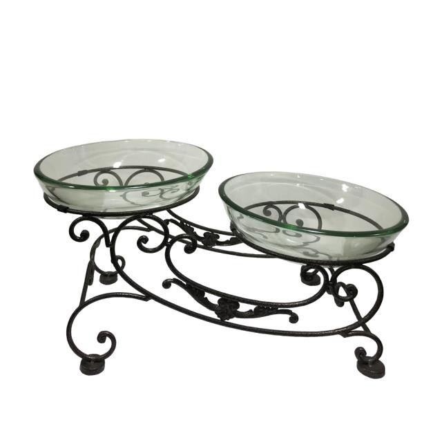 SERVER-(2) Tier Scroll Server w/(2) Glass Bowls