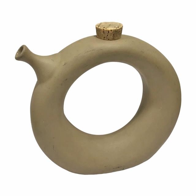 PITCHER-Circular Donut Shaped Pottery Pitcher Wine Jug