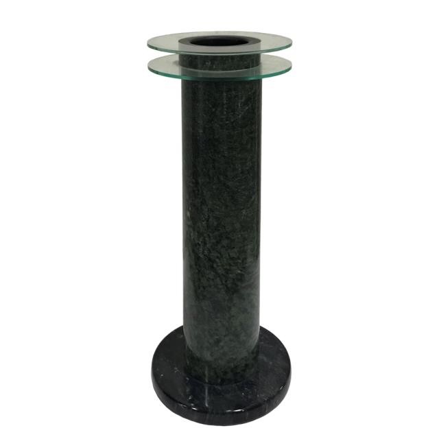 VASE-Green Marble Cylindar w/(2) Plexi Rings