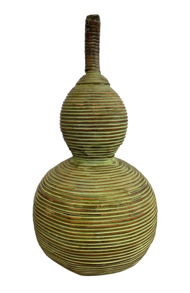 SCULPTURE-Large Green Wicker Pear