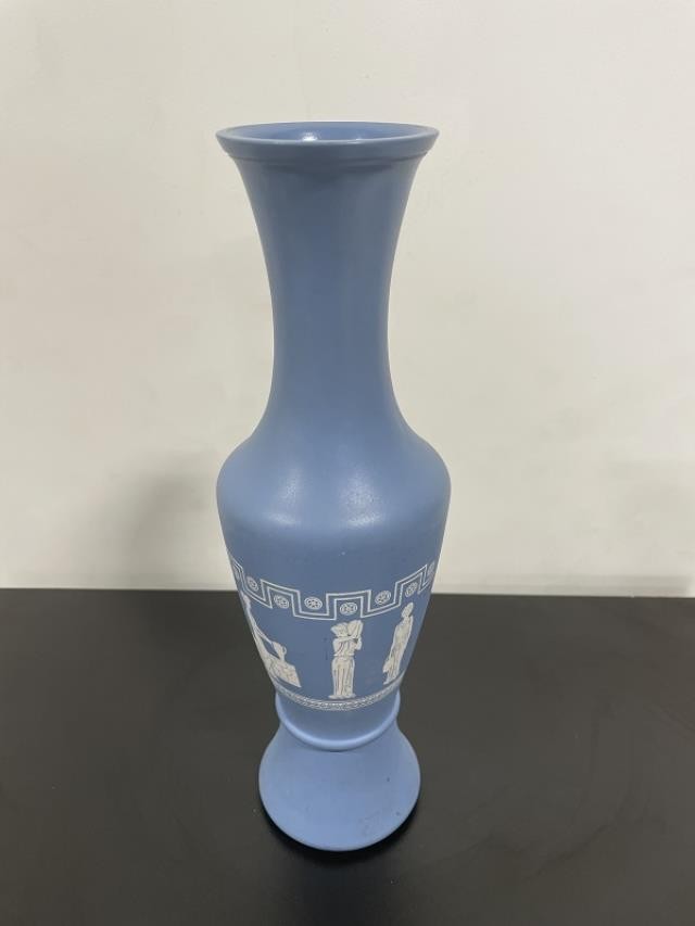 VASE-Vintage Blue Wedgewood Style Greek Vase