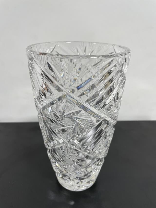 VASE-Cut Glass w/Etched Flower