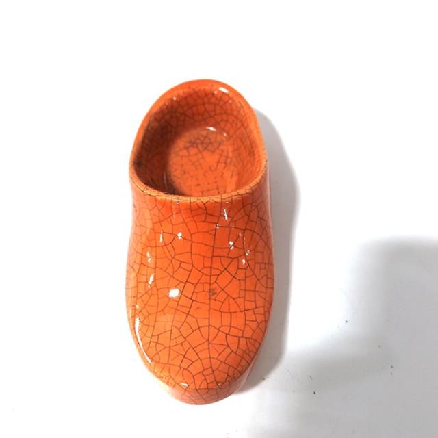 FIGURINE-Orange Ceramic Dutch Shoe