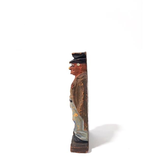 FIGURINE-Distressed Folk Art Wooden Old Man