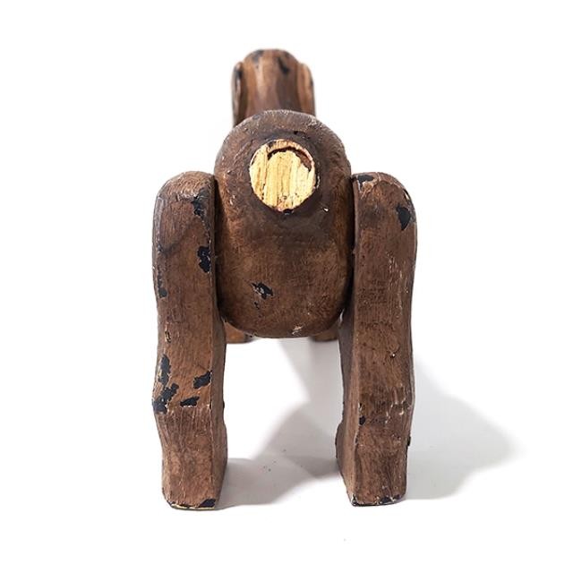 FIGURINE-Distressed Wooden Dachshund Dog