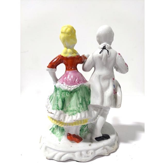 FIGURINE-Porcelain Victorian Man & Woman Walking Hand in Hand