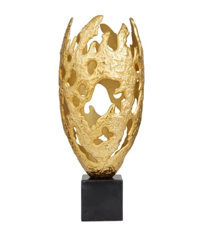 SCULPTURE-Gold "Cracked Egg" W/Black Base