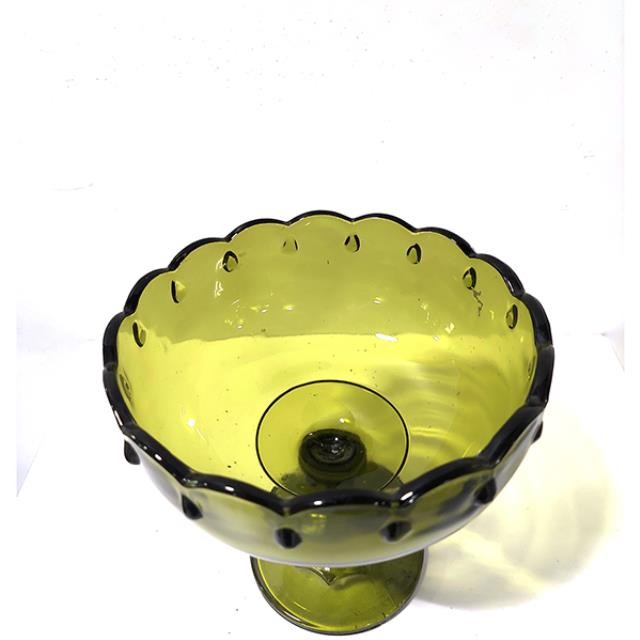 COMPOTE-Green Glass Compote Dish