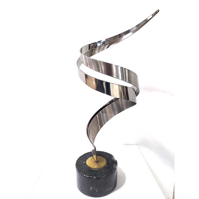 SCULPTURE-Silver Swirl on Marble Base