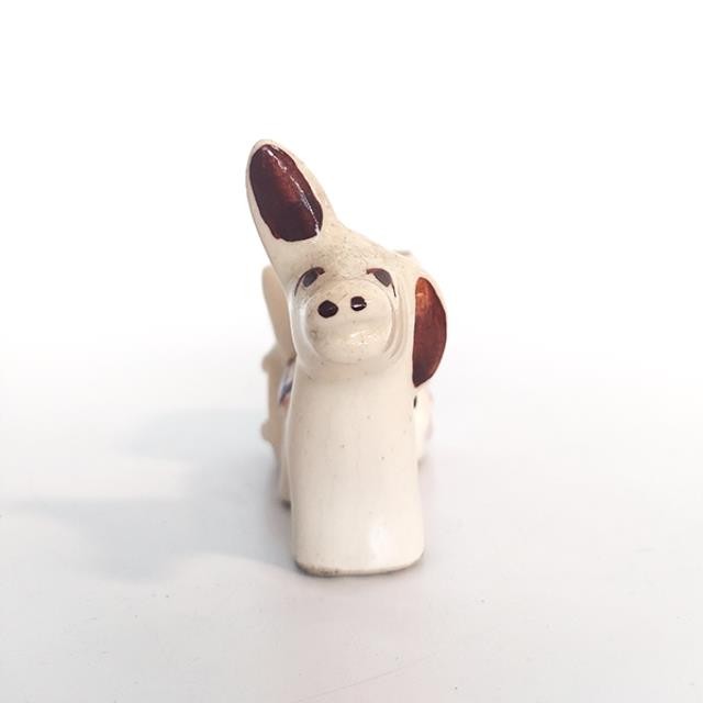 FIGURINE-Ceramic White & Brown Donkey w/Cart