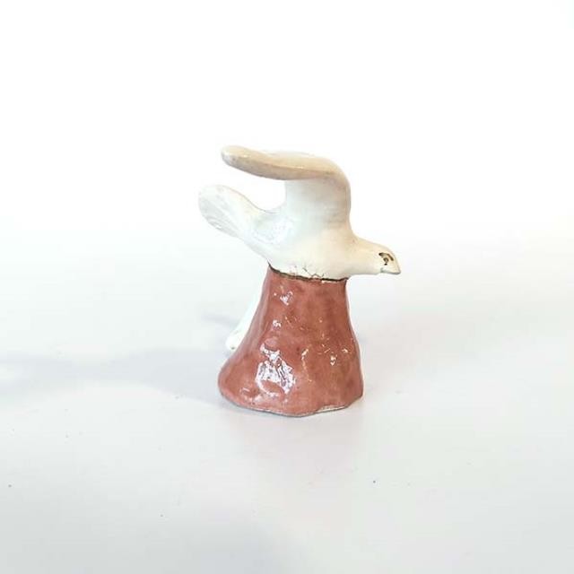 FIGURINE-White Bird Flying on Rock